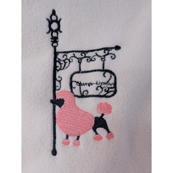 Potpourri White Fleece Zippered Vest Women Large Cute Embroidered Pink Poodle - Picture 4 of 10
